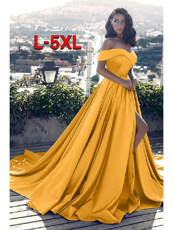 Zjkrl - Elegantes Off Shoulder Plus Size Dress Women Sexy V-neck Luxury Backless High Waist Slit Evening Party Dress Vestidos De Fiesta